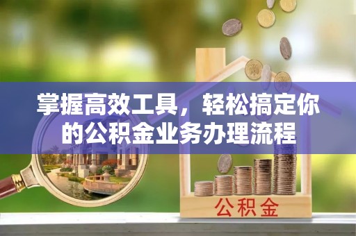 普洱掌握高效工具，轻松搞定你的公积金业务办理流程