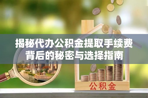 普洱揭秘代办公积金提取手续费背后的秘密与选择指南